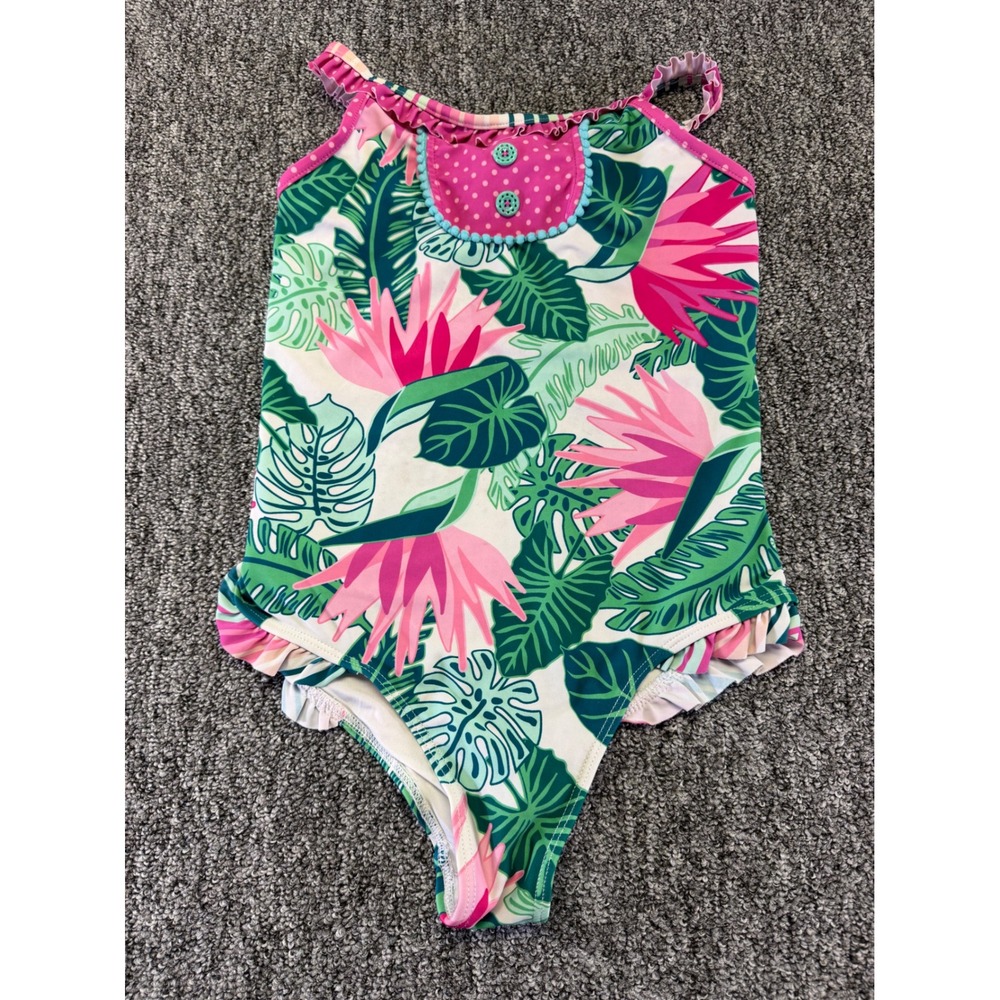 Matilda Jane Swimsuit Girls 6 Multi Tropical Floral Ruffle One Piece Swimwear